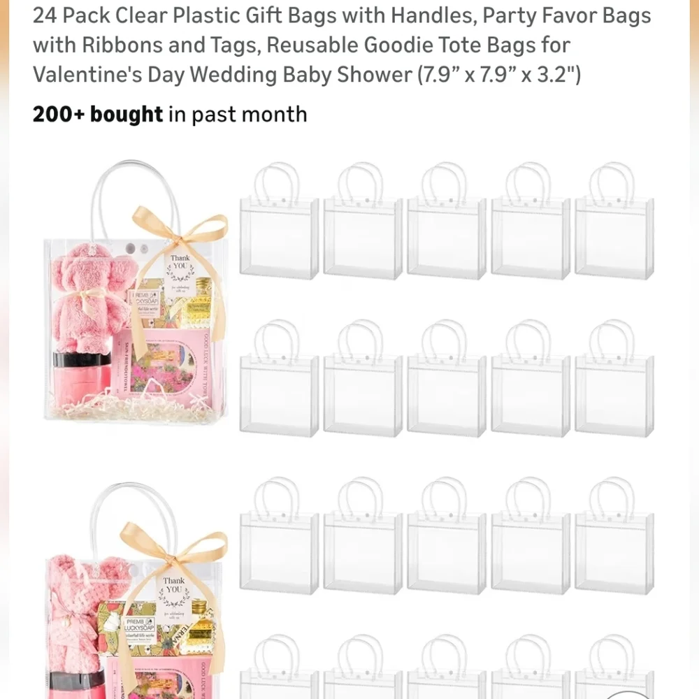 Amazon Clear Gift Bags with Handles - 24 Pack